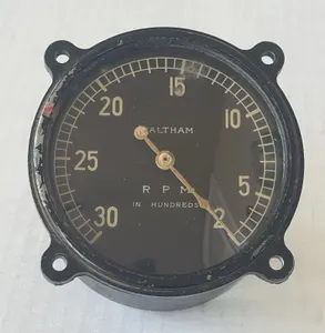 VINTAGE WALTHAM TACHOMETER -  RPM GUAGE IN HUNDREDS WWII AVIATION APRIL 27 1946